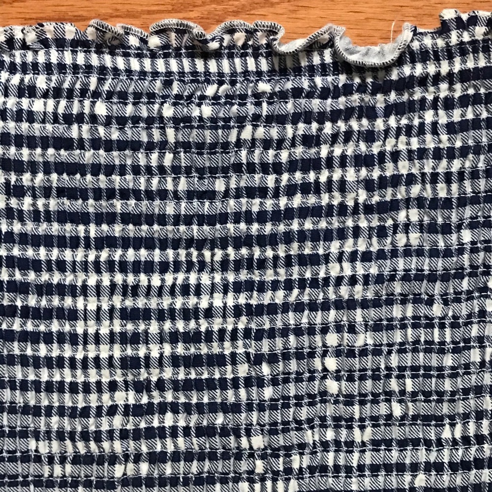 Blue & white smocked off-the-shoulder top - Picture 3 of 3